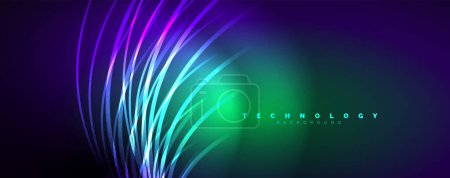Photo for Light beams, neon lines abstract background. Vector Illustration For Wallpaper, Banner, Background, Card, Book Illustration, landing page - Royalty Free Image