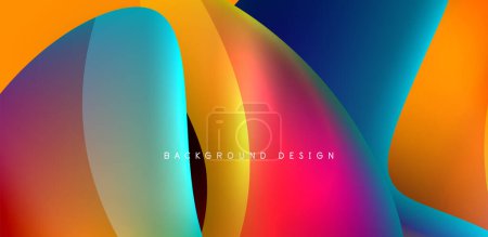 Téléchargez les illustrations : Fluid color liquid 3d elements abstract background - en licence libre de droit