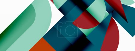 Illustration for Minimal geometric abstract background. Circle square and triangle design. Trendy techno business template for wallpaper, banner, background or landing - Royalty Free Image