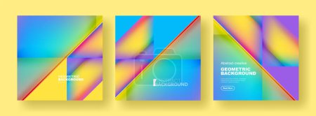 Foto de Conjunto de fondos abstractos - triángulos superpuestos con diseño de gradientes fluidos. Colección de cubiertas, plantillas, volantes, carteles, folletos, pancartas - Imagen libre de derechos