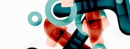 Ilustración de Fondo abstracto geométrico minimalista. Líneas, círculos con efectos de sombra composición papel pintado diseño - Imagen libre de derechos