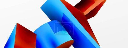 Illustration for Vector 3d abstract background. Shapes 3d triangle and cylinder. Trendy techno business template for wallpaper, banner, background or landing - Royalty Free Image