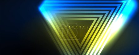 Photo for Neon glowing techno lines, hi-tech futuristic abstract background template. Vector illustration for wallpaper, banner, background, leaflet, catalog, cover, flyer - Royalty Free Image