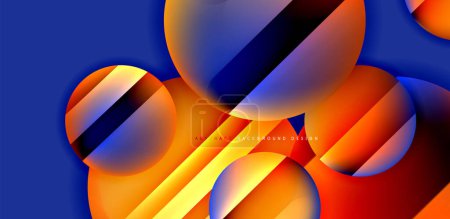 Illustration pour Coloré brillant et brillant cercles composition abstraite avec des effets de lumière et d'ombre, fond abstrait vecteur géométrique - image libre de droit