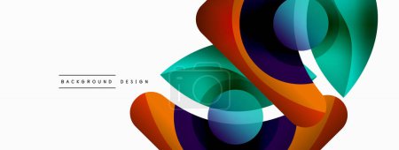 Ilustración de Fondo abstracto con formas geométricas de color. Hermoso telón de fondo mínimo con círculos y líneas de formas redondas. Diseño geométrico. Ilustración vectorial - Imagen libre de derechos