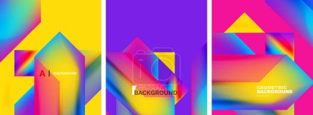Illustration for Set of abstract backgrounds. Overlapping geometric elements composition. Vector Illustration For Wallpaper, Banner, Background, Card, Book Illustration, landing page - Royalty Free Image