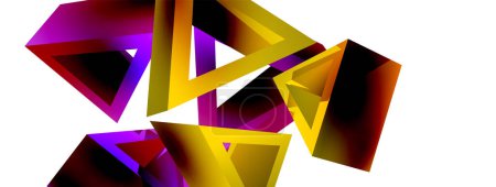 Illustration for 3d triangle abstract background. Basic shape technology or business concept composition. Trendy techno business template for wallpaper, banner, background or landing - Royalty Free Image