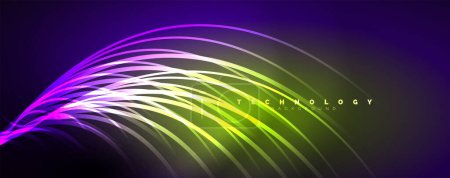 Illustration for Neon shiny light abstract lines, light beams concept abstract background. Vector Illustration For Wallpaper, Banner, Background, Card, Book Illustration, landing page - Royalty Free Image