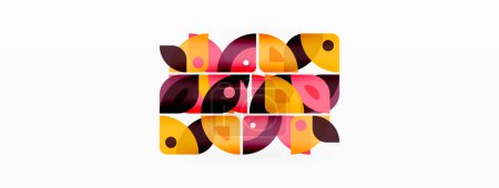 Foto de Fondo abstracto geométrico mínimo colorido. Forma de triángulo con elementos redondos, círculos. Plantilla de negocio de techno de moda para papel pintado, banner, fondo o aterrizaje - Imagen libre de derechos