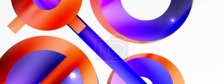 Illustration for Minimal geometric abstract background. Circle, line and round shapes design. Trendy techno business template for wallpaper, banner, background or landing - Royalty Free Image