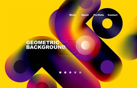 Illustration for Website landing page abstract geometric background. Circles and round shapes. Web page for website or mobile app wallpaper - Royalty Free Image
