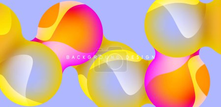 Téléchargez les illustrations : Spheres and circles abstract background, trendy colorful design. Vector Illustration For Wallpaper, Banner, Background, Card, Book Illustration, landing page - en licence libre de droit