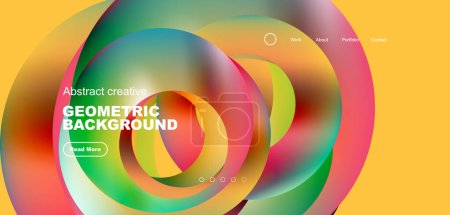 Photo for Round shapes, circles and rings composition. Business or technology design for wallpaper, banner, background, landing page, wall art, invitation, prints - Royalty Free Image