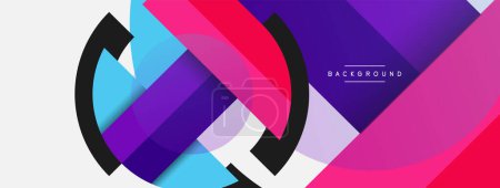 Illustration for Geometric shapes composition abstract background. Circles lines and rectangles. Vector illustration for wallpaper banner background or landing page - Royalty Free Image