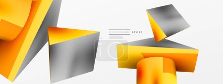 Illustration for Metallic 3d shape vector geometric background. Trendy techno business template for wallpaper, banner, background or landing - Royalty Free Image