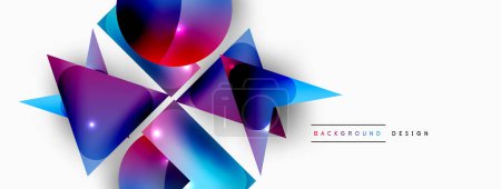 Illustration for Minimal geometric abstract background. Primitive shapes composition backdrop. Trendy techno business template for wallpaper, banner, background or landing - Royalty Free Image
