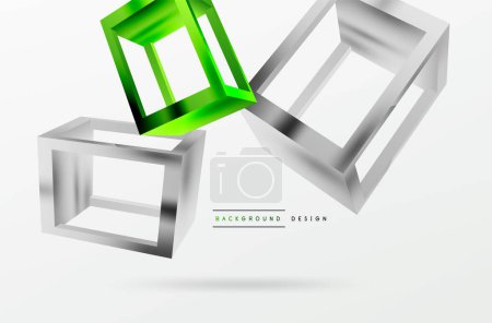 Ilustración de 3D cube shapes vector geometric background. Trendy techno business template for wallpaper, banner, background or landing - Imagen libre de derechos