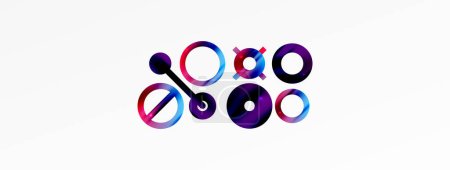 Illustration for Minimal geometric abstract background. Shiny and glossy circle, line and round shapes design. Trendy techno business template for wallpaper, banner, background or landing - Royalty Free Image