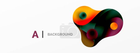 Ilustración de Formas geométricas fluidas fondo abstracto minimalista. Formas redondas y círculos. Fondos de pantalla para concepto de tecnología AI, blockchain, comunicación, 5G, ciencia, negocio - Imagen libre de derechos