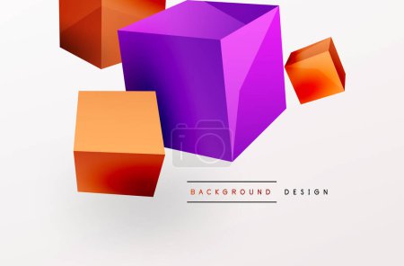 Illustration for 3d vector abstract background. Flying cubes composition. Trendy techno business template for wallpaper, banner, background or landing - Royalty Free Image