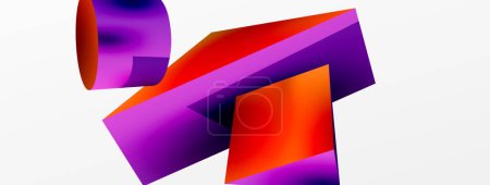 Téléchargez les illustrations : Vector 3d abstract background. Shapes 3d triangle and cylinder. Trendy techno business template for wallpaper, banner, background or landing - en licence libre de droit
