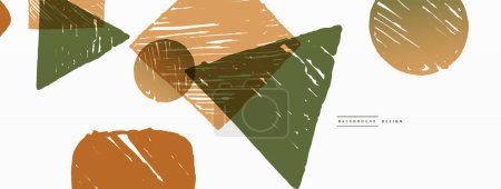 Ilustración de Fondo abstracto. Forma geométrica dibujada a mano: cuadrado, círculo y triángulo. Plantilla de concepto de negocio artesanal para papel pintado, banner, fondo o aterrizaje - Imagen libre de derechos