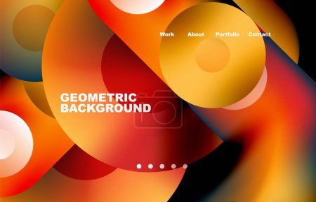 Ilustración de Website landing page abstract geometric background. Circles and round shapes. Web page for website or mobile app wallpaper - Imagen libre de derechos