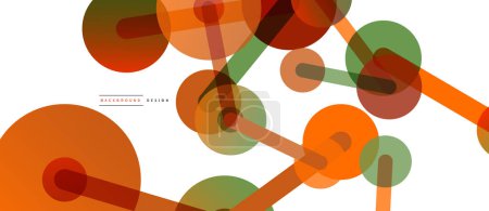 Illustration for Line points connections geometric abstract background. Circles connected by lines. Trendy techno business template for wallpaper, banner, background or landing - Royalty Free Image