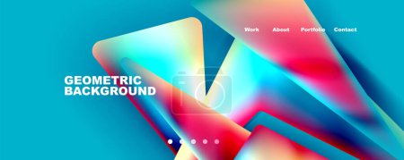 Téléchargez les illustrations : Bright colorful triangular shapes abstract background with fluid color effect. Glass, light and shadow effects. Illustration For Wallpaper, Banner, Background, Card, Book Illustration, landing page - en licence libre de droit