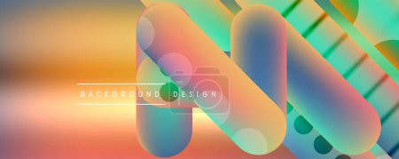 Illustration for Round shapes and lines with fluid gradients abstract background. Vector illustration for wallpaper, banner, background, leaflet, catalog, cover, flyer - Royalty Free Image