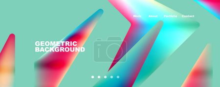 Illustration for Bright colorful triangular shapes abstract background with fluid color effect. Glass, light and shadow effects. Illustration For Wallpaper, Banner, Background, Card, Book Illustration, landing page - Royalty Free Image