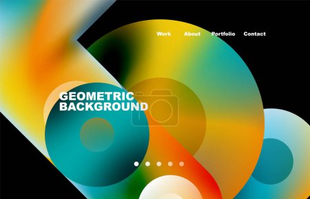 Illustration for Website landing page abstract geometric background. Circles and round shapes. Web page for website or mobile app wallpaper - Royalty Free Image