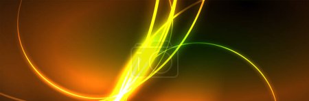 Illustration for Blue neon glowing lines, magic energy space light concept, abstract background wallpaper design - Royalty Free Image