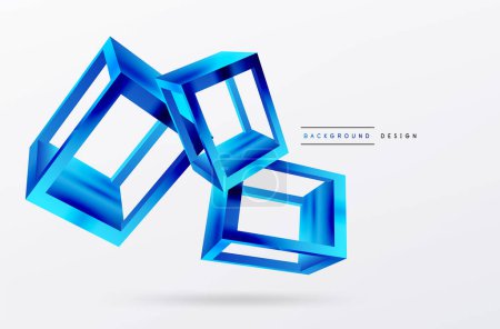 Téléchargez les illustrations : 3D cube shapes vector geometric background. Trendy techno business template for wallpaper, banner, background or landing - en licence libre de droit