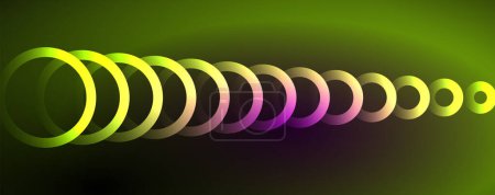 Téléchargez les photos : Néon cercles lumineux et lignes de forme rondes, concept de lumière de l'espace d'énergie magique, conception abstraite de fond d'écran - en image libre de droit