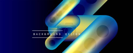 Téléchargez les illustrations : Techno round shapes, lines abstract background with glossy elements. Vector Illustration For Wallpaper, Banner, Background, Card, Book Illustration, landing page - en licence libre de droit