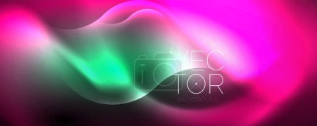 Illustration for Neon glowing waves, magic energy space light concept, abstract background wallpaper design - Royalty Free Image