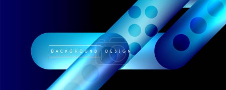 Téléchargez les illustrations : Techno round shapes, lines abstract background with glossy elements. Vector Illustration For Wallpaper, Banner, Background, Card, Book Illustration, landing page - en licence libre de droit