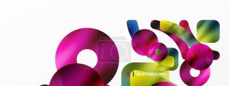 Illustration for Metallic shiny geometric surfaces, round shapes and circles. Digital web futuristic template for wallpaper, banner, background, card, book Illustration, landing page - Royalty Free Image