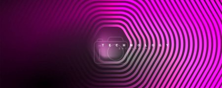 Illustration for Neon shiny hexagons abstract background, technology energy space light concept, abstract background wallpaper desig - Royalty Free Image