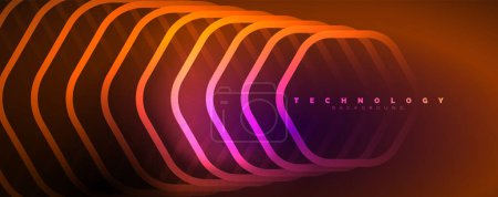 Ilustración de Techno brillante hexágonos fondo abstracto, tecnología energía espacio concepto de luz, fondo abstracto fondo de pantalla diseño - Imagen libre de derechos