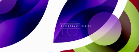 Illustration for Abstract background with color geometric shapes. Beautiful minimal backdrop with round shapes circles and lines. Geometrical design. Vector illustration - Royalty Free Image
