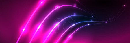 Illustration for Neon glowing fluid wave lines, magic energy space light concept. Vector illustration for wallpaper, banner, background, leaflet, catalog, cover, flyer - Royalty Free Image