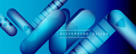 Ilustración de Techno round shapes, lines abstract background with glossy elements. Vector Illustration For Wallpaper, Banner, Background, Card, Book Illustration, landing page - Imagen libre de derechos