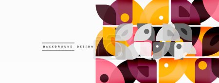 Illustration for Colorful minimal geometric abstract background. Triangle shape with round elements, circles. Trendy techno business template for wallpaper, banner, background or landing - Royalty Free Image