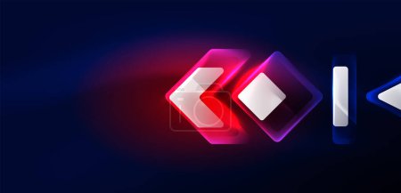 Photo for Neon speed arrow and line shapes background. Hi-tech concept with shiny backdrop. Bright flare light effect in the dark - Royalty Free Image