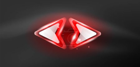 Photo for Neon speed arrow and line shapes background. Hi-tech concept with shiny backdrop. Bright flare light effect in the dark - Royalty Free Image
