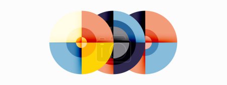 Téléchargez les illustrations : Cercles avec ombres composition géométrique minimale tendance fond abstrait - en licence libre de droit