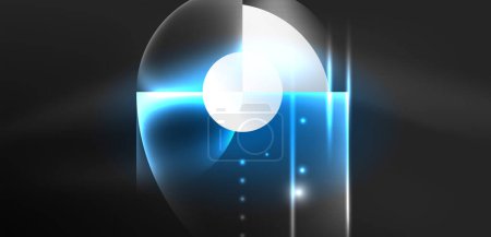 Ilustración de Fondo abstracto azul brillante brillante neón color redondo elementos y círculos. Ilustración de vector futurista Techno para fondo de pantalla, Banner, Fondo, Tarjeta, Ilustración de libro, landing page - Imagen libre de derechos