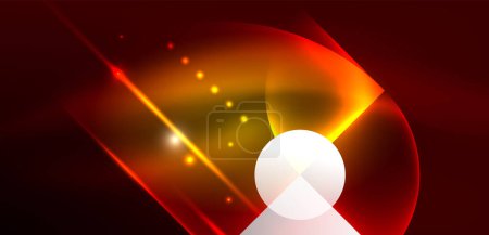 Illustration for Neon light glowing circles vector abstract background - Royalty Free Image
